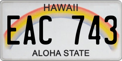 HI license plate EAC743
