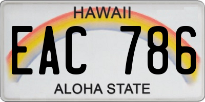 HI license plate EAC786