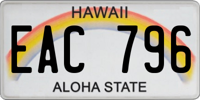HI license plate EAC796