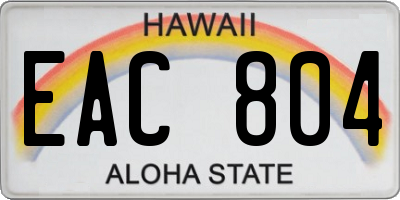 HI license plate EAC804