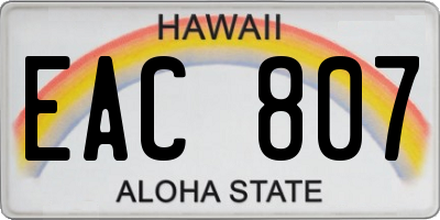 HI license plate EAC807