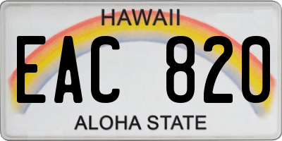 HI license plate EAC820