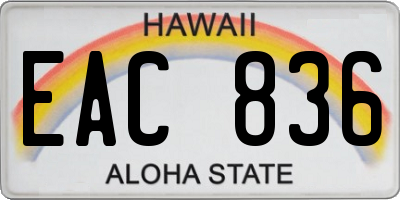 HI license plate EAC836