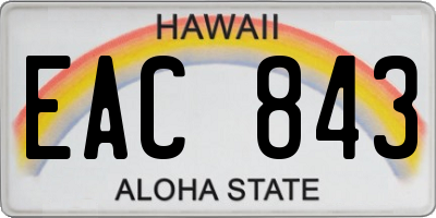 HI license plate EAC843
