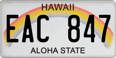 HI license plate EAC847