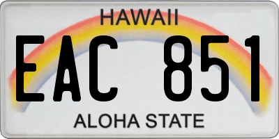 HI license plate EAC851