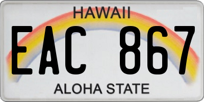 HI license plate EAC867