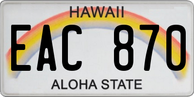 HI license plate EAC870