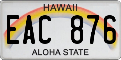 HI license plate EAC876
