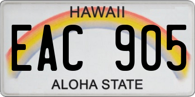 HI license plate EAC905