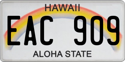 HI license plate EAC909
