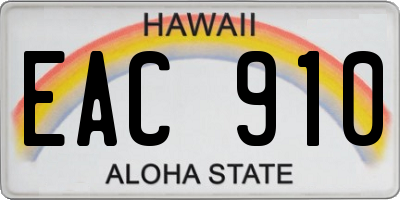 HI license plate EAC910