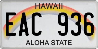 HI license plate EAC936