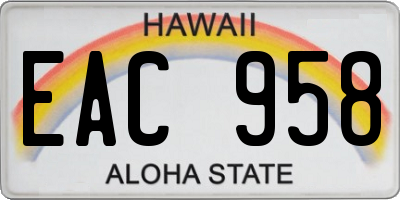 HI license plate EAC958
