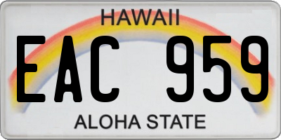 HI license plate EAC959
