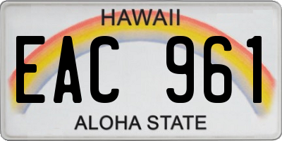 HI license plate EAC961