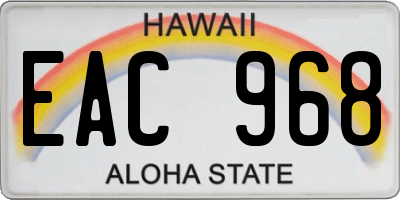 HI license plate EAC968