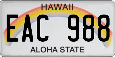 HI license plate EAC988