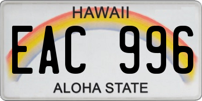 HI license plate EAC996