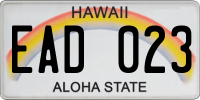 HI license plate EAD023
