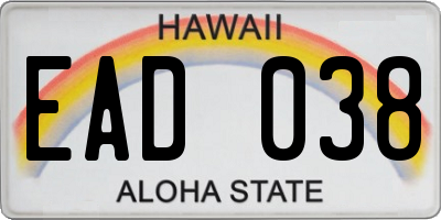 HI license plate EAD038