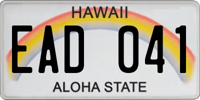 HI license plate EAD041