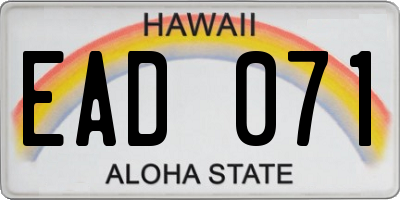 HI license plate EAD071