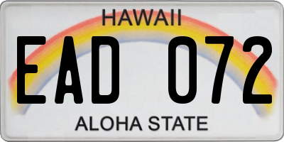 HI license plate EAD072