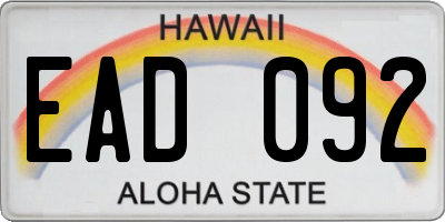 HI license plate EAD092