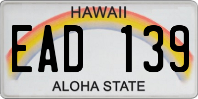 HI license plate EAD139