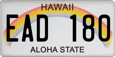 HI license plate EAD180