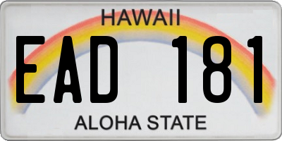 HI license plate EAD181