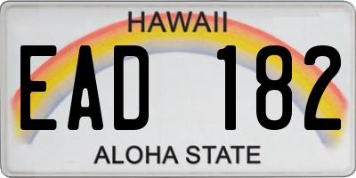 HI license plate EAD182