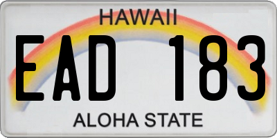 HI license plate EAD183