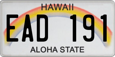 HI license plate EAD191