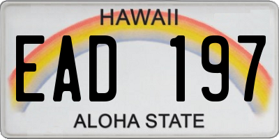 HI license plate EAD197