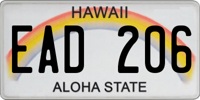 HI license plate EAD206
