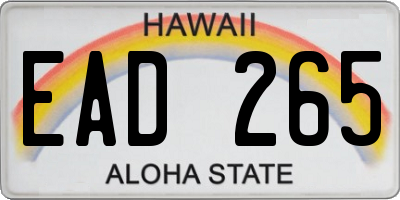 HI license plate EAD265