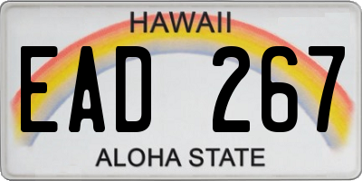 HI license plate EAD267
