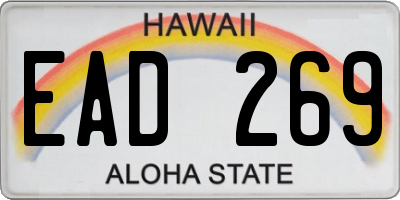 HI license plate EAD269