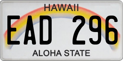 HI license plate EAD296