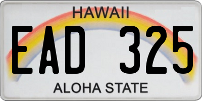 HI license plate EAD325