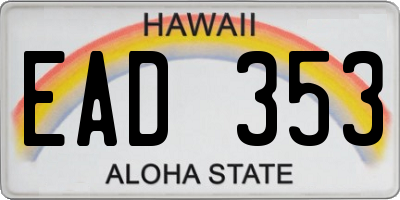 HI license plate EAD353