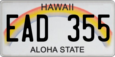 HI license plate EAD355