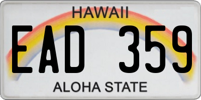 HI license plate EAD359