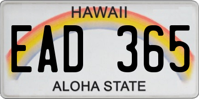 HI license plate EAD365