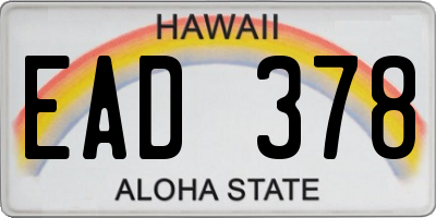 HI license plate EAD378