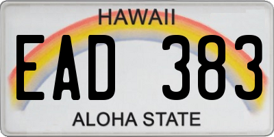 HI license plate EAD383