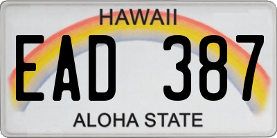 HI license plate EAD387