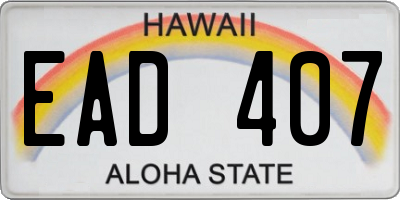 HI license plate EAD407